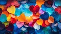 Vibrant Love: Overlapping Hearts in Various Sizes and Colors