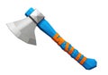 Vibrant low poly axe with blue handle and orange grip tape, modern tool design Royalty Free Stock Photo