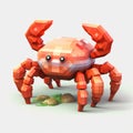 Vibrant Low Poly Crab Pixel Art With Hyperrealistic Fauna Concept