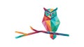 Vibrant Low Poly Owl on Branch, vector design Generative AI Royalty Free Stock Photo
