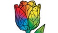 Rainbow Geometric Tulip Flower - Modern. Royalty Free Stock Photo