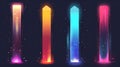 Vibrant luminescence A captivating display of colorful neon pillar structures on dark Royalty Free Stock Photo