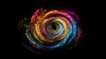 A vibrant and luminous spiral against a dark backdrop. Generative ai