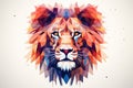 Vibrant Macro geometric lion. Generate Ai