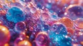 Vibrant Macro Photography of Colorful Oil and Water Mixture with Bubbles and Light Refractions