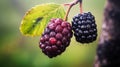 Vibrant Macro Shot Of A Blackberry Fruit On A Tree