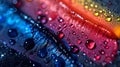 Vibrant macro shot of water droplets on feather