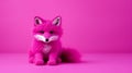 Vibrant Magenta Knitted Fox Toy On Pink Background