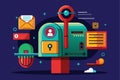 A vibrant mailbox with a lock and email icons depicting the concept of secure communication and mail delivery, Secret mail Royalty Free Stock Photo