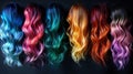 Vibrant makeup and hair extensions displayed on colorful mockup background for stunning beauty looks