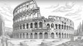 Vibrant Manga Style Drawing Of Roman Colosseum