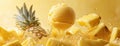 Vibrant mango sorbet and pineapple chunks in dynamic display