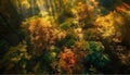 Vibrant maple tree in abstract wilderness, October colors, tranquil scene generated by AI