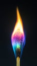 A vibrant match igniting a kaleidoscope of colors against a dark backdrop Royalty Free Stock Photo