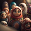 Vibrant Matryoshkas, Traditional Russian Nesting Dolls