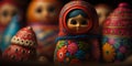 Vibrant Matryoshkas, Traditional Russian Nesting Dolls