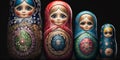 Vibrant Matryoshkas, Traditional Russian Nesting Dolls