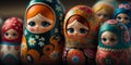 Vibrant Matryoshkas, Traditional Russian Nesting Dolls