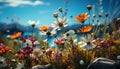 Vibrant meadow, wildflowers bloom under the summer sun generated by AI Royalty Free Stock Photo