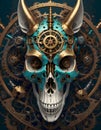 Vibrant Mechanical Skull, Generative AI