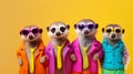 Vibrant Meerkat Group in Fashionable Outfits AI Generated