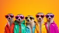 Vibrant Meerkat Group in Fashionable Outfits AI Generated