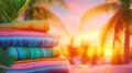 Vibrant mexican blankets at sunset with palm trees - perfect for summer decor Royalty Free Stock Photo