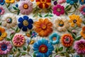 This vibrant Mexican embroidery, with its kaleidoscope of multi-colored flowers