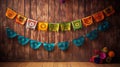 Vibrant Mexican Flag Decor In A Wooden Room: A Fusion Of Tradition And Folklore Royalty Free Stock Photo