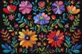 Vibrant Mexican floral embroidery design perfect for fashion