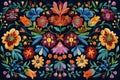 Vibrant Mexican floral embroidery pattern