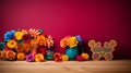 Vibrant Mexican Flower Arrangement: A Colorful Desk Decor
