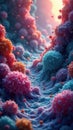 A vibrant microscopic landscape of cellular structures, displaying a spectrum of colors and textures, reminiscent of a surreal Royalty Free Stock Photo
