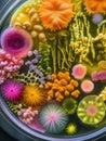 Vibrant Microscopic Marine Life Petri Royalty Free Stock Photo
