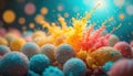 Vibrant Microscopic Spheres with Colorful Splashes Royalty Free Stock Photo