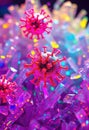 Vibrant Microscopic Virus Render Artistic 3D Visualization of Coronavirus Royalty Free Stock Photo