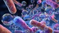 Vibrant Microscopic World of Bacteria and Bubbles Captured in a Dynamic Close-Up View Showcasing Colors and Forms Royalty Free Stock Photo