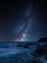 Vibrant Milky Way composite image over landscape of beautiful rocky coastline in Mediterranean Sea Royalty Free Stock Photo