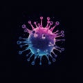 Colorful minimalistic representation of a virus in graphical art on a dark background. Generative AI