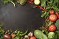 Vibrant mix Assorted vegetables with copy space on a black background