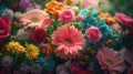 Vibrant Mixed Flower Bouquet: A Colorful Still Life Detail