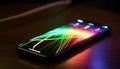 Vibrant mobile technology illuminates futuristic global communications in glowing colors generated by AI