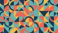 Modern Abstract Geometric Pattern - Colorful Retro Vector Background with Circles, Triangles, and Squares Royalty Free Stock Photo