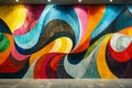 Vibrant Modern Abstract Mural Wall Art in Vivid Colors for Creative Backgrounds and Urban Designs Royalty Free Stock Photo