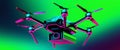 Vibrant modern drone on neon gradient background with futuristic design Royalty Free Stock Photo