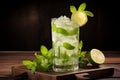 Vibrant Mojito cocktail green glass. Generate Ai