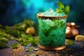 vibrant mojito cocktail with mint sprig and sugar rim