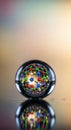 A vibrant molecular model captured within a clear glass sphere reflecting scientific innovation Royalty Free Stock Photo