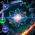 Vibrant molecular structures create a futuristic and educational atmospher Royalty Free Stock Photo