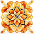 Vibrant Moroccan-inspired Arabesque background in warm oranges and yellows